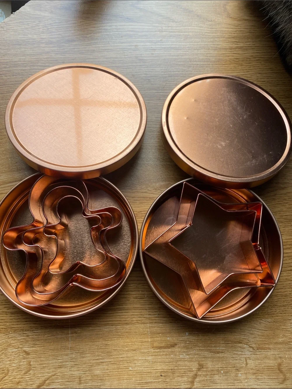 Copper Cookie Cutter Tin Sets - 3 Gingerbread & 2 Star Shapes 1